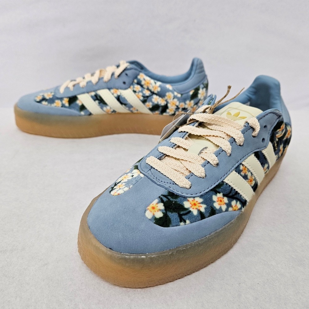 Adidas‎ Sambae x Liberty London Sneakers JQ6046 Blue Floral Women's Size 6.5 - Picture 4 of 11
